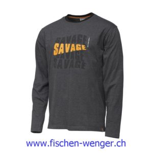 Simply Savage Logo Tee Long Sleeve / Dark Grey Melange